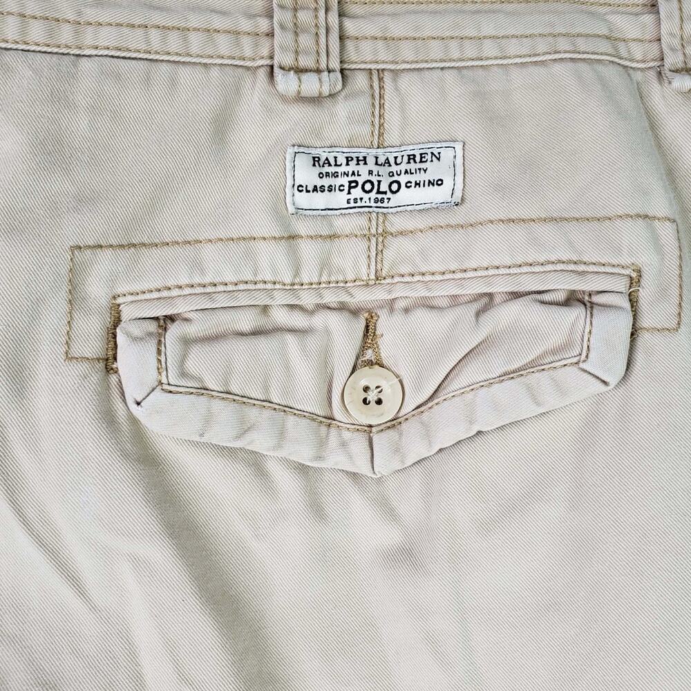 Polo Ralph Lauren Cargo Shorts Men's Size 38 Beige Khaki Cotton Pockets - Picture 4 of 12